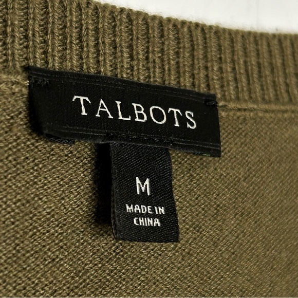 Talbots Olive Green Rainy Day Rain Boots Themed Pullover Knit Sweater Sz M - Picture 13 of 14